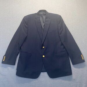 Lauren Ralph Lauren Blazer Jacket Mens 46L Navy Wool Notch Lapel Single Breasted